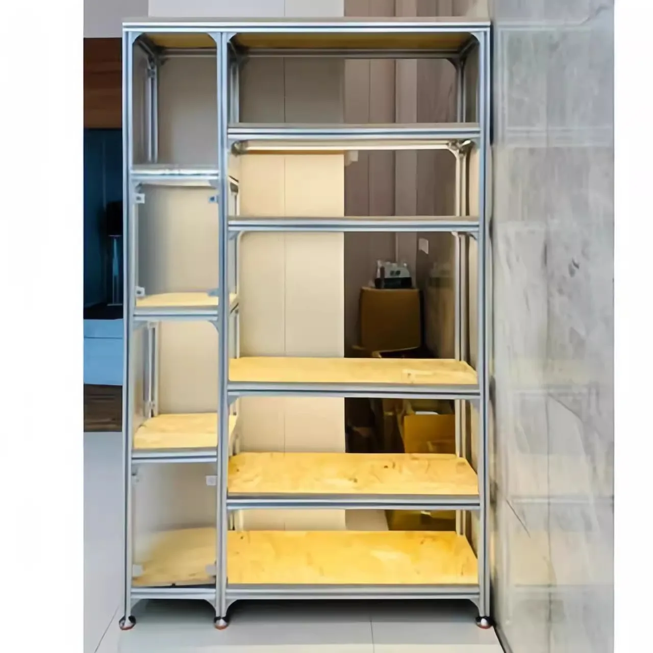 Aluminum profile book creative living room floor office partition bookcase shelf
