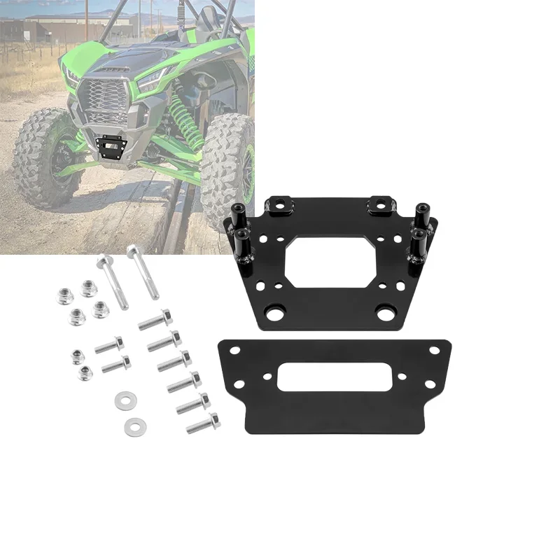 

For Kawasaki 2020-2024 Teryx KRX 1000 Front Bumper Winch Mount Plate Kit Durable Solid Steel UTV Accessories Winch Mount Bracket