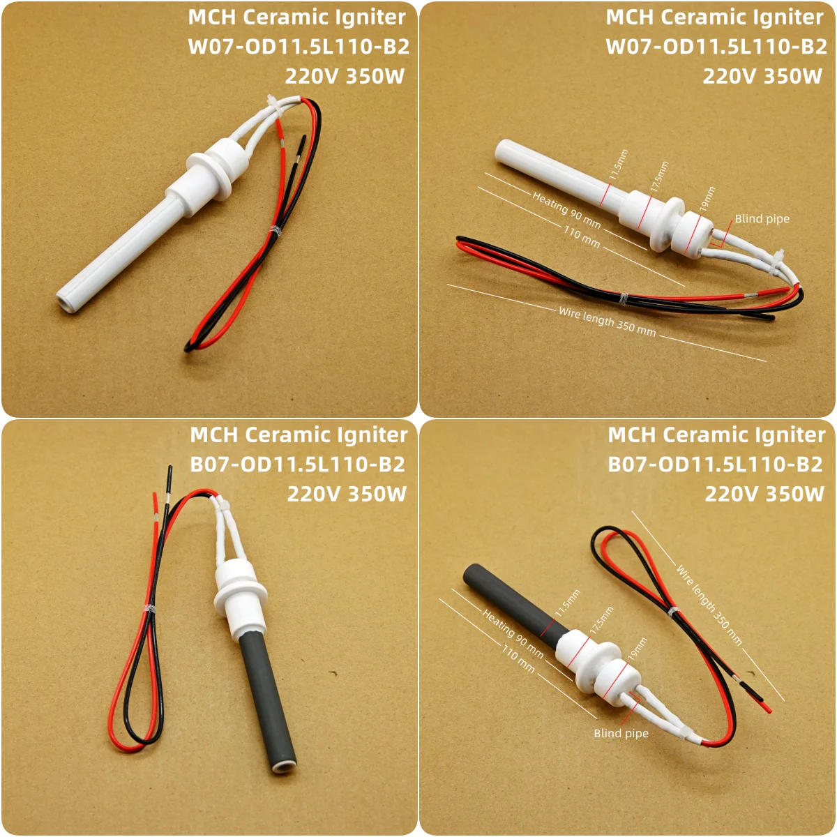 Ceramic Igniter 220V 350W 110V 300W wood chip particle oven ignition rod, biofuel heater kitchen oven accessories