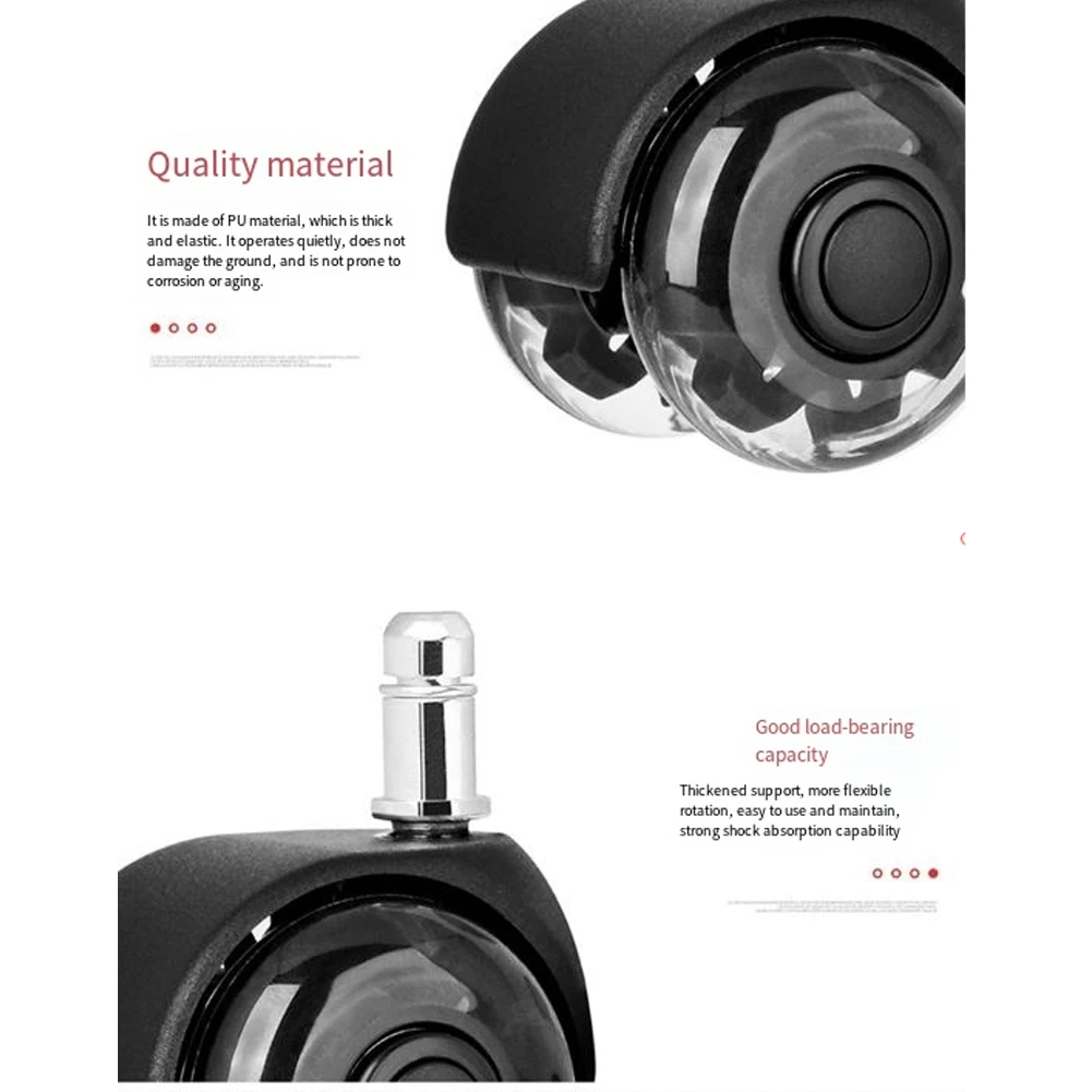 AT82-Quick& Quiet Rolling Office Chair Wheels 5 Pcs 2 Inch Heavy Duty Caster Replacement Parts