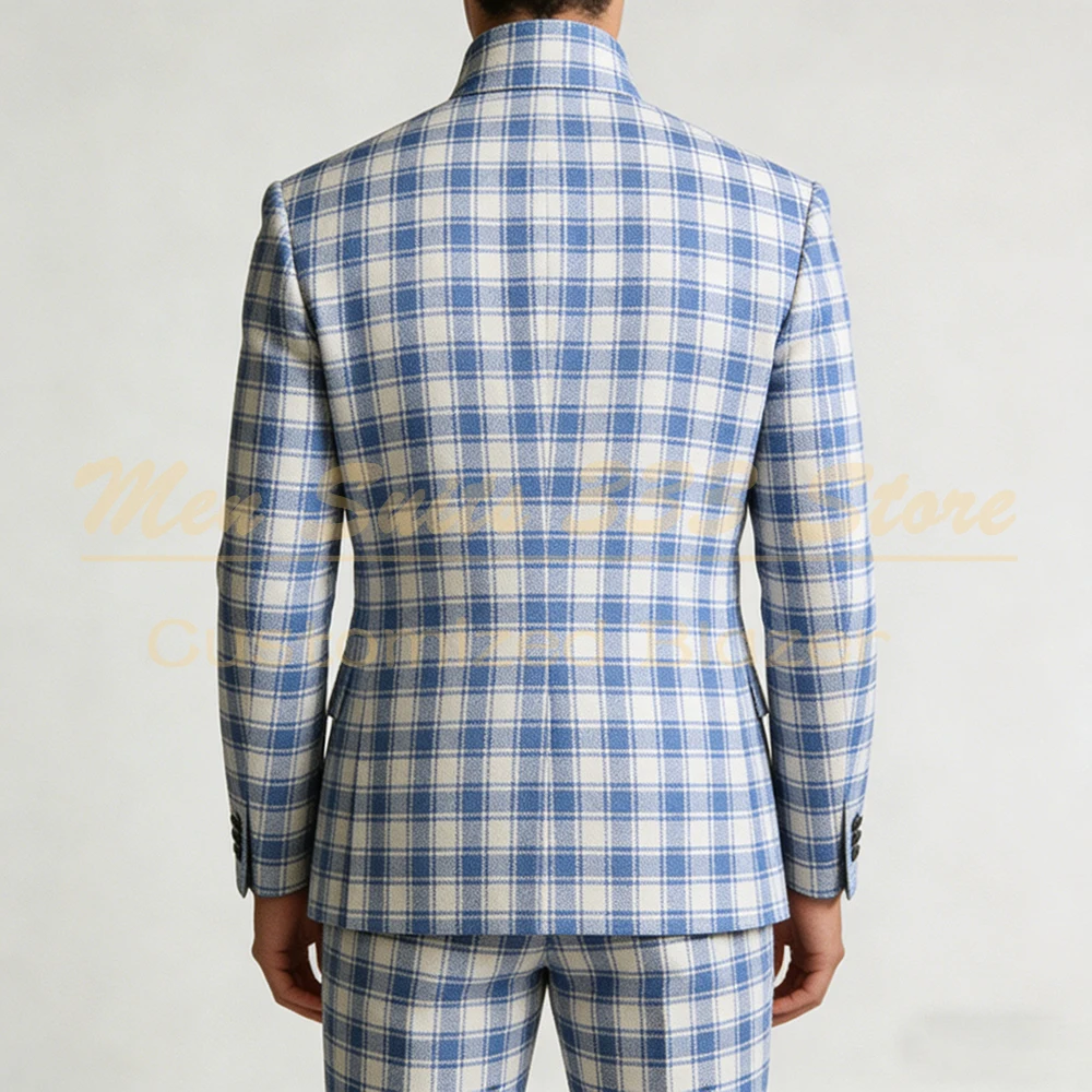 Customized Men's Suits 2 Piece Jacket Pants Sets High Quality Single Breasted Stand Lapel Slim Male Clothing Costume Homme
