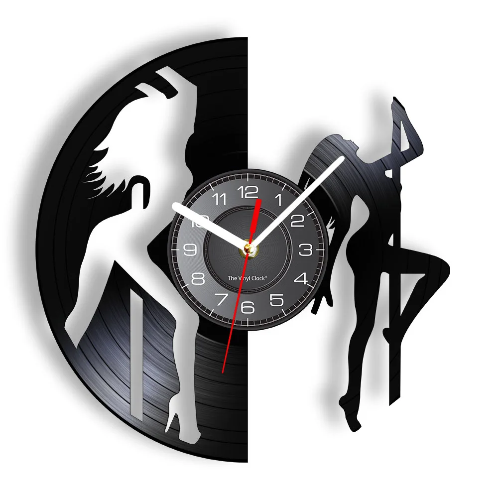 Sexy Chick Stripper Wall Art Mallakhamb Wall Clock Sexy Dancing Girl Pole Dancers Night Club Steal Tube Vinyl Record Wall Clock