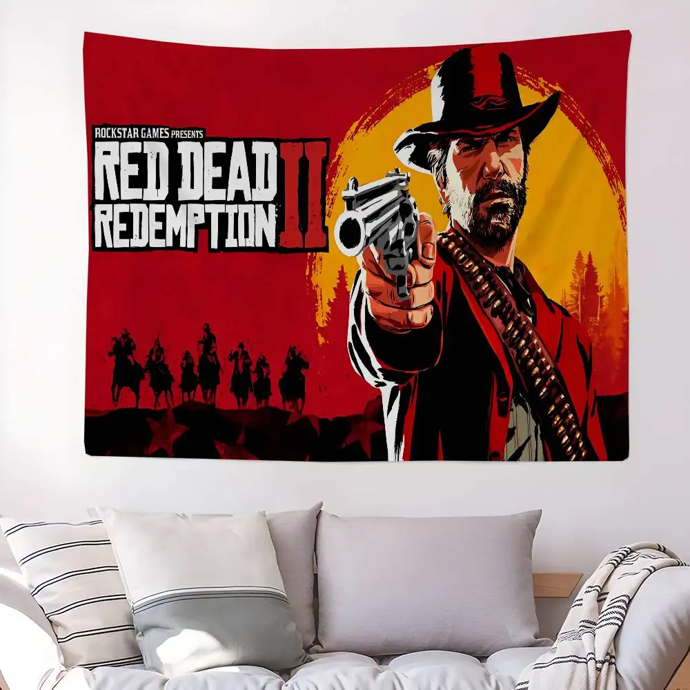 ألعاب Red Cool Dead R-Redemptions نسيج فني مطبوع ياباني قماش مزخرف جداري أنيمي ديكور منزلي للتعليق على الحائط