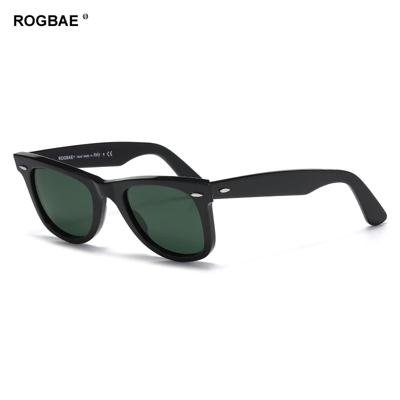 ROGBAE Tilting sunglasses men classics Glass lens Acetate sun glasses R2140 Luxury Brand Rivet Design Goggles Female sunglass