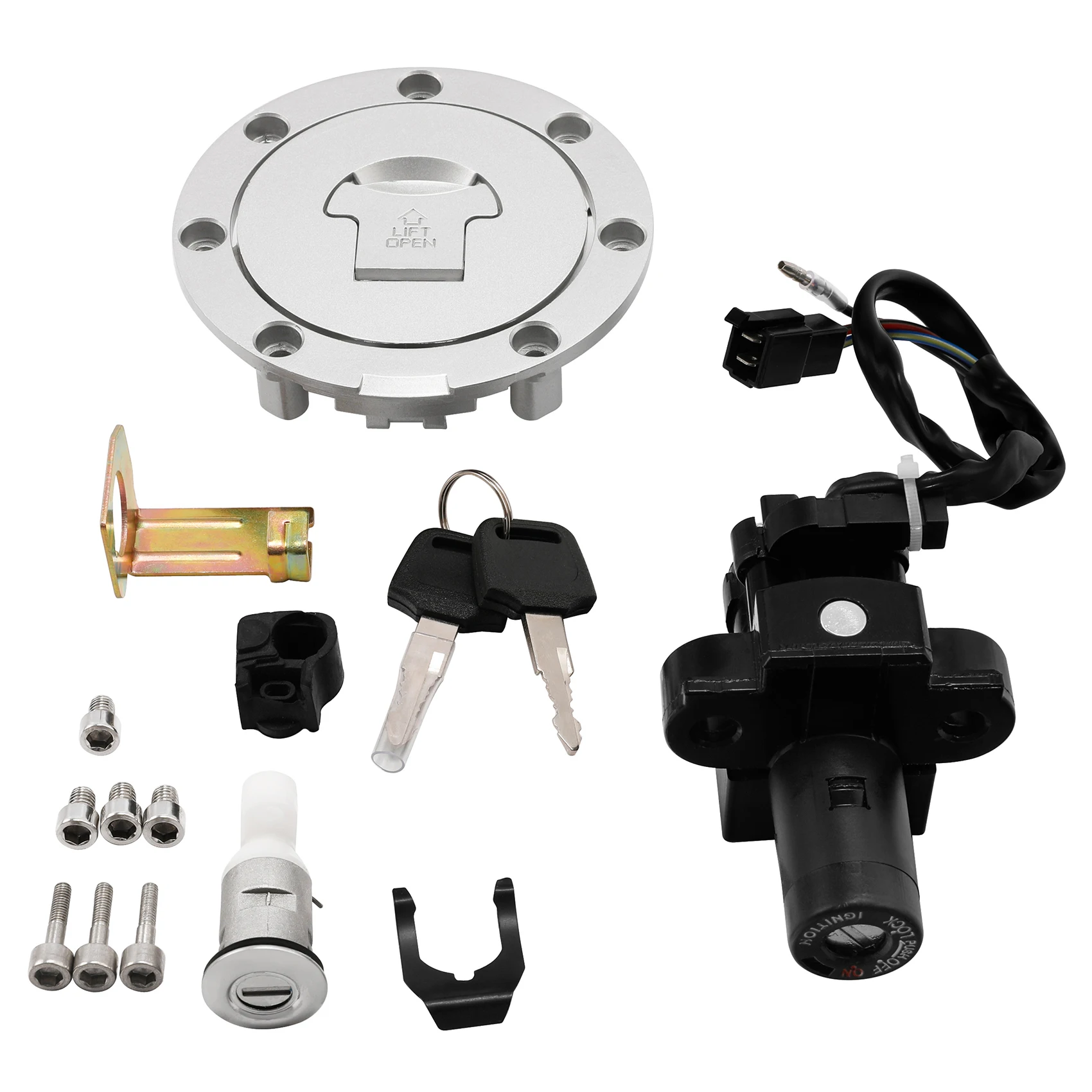 Motorcycle Fuel Gas Cap & Ignition Switch Lock Key Set For Honda CB400 1993-1998 1994 1995 1996 1997 Aluminum&plastic