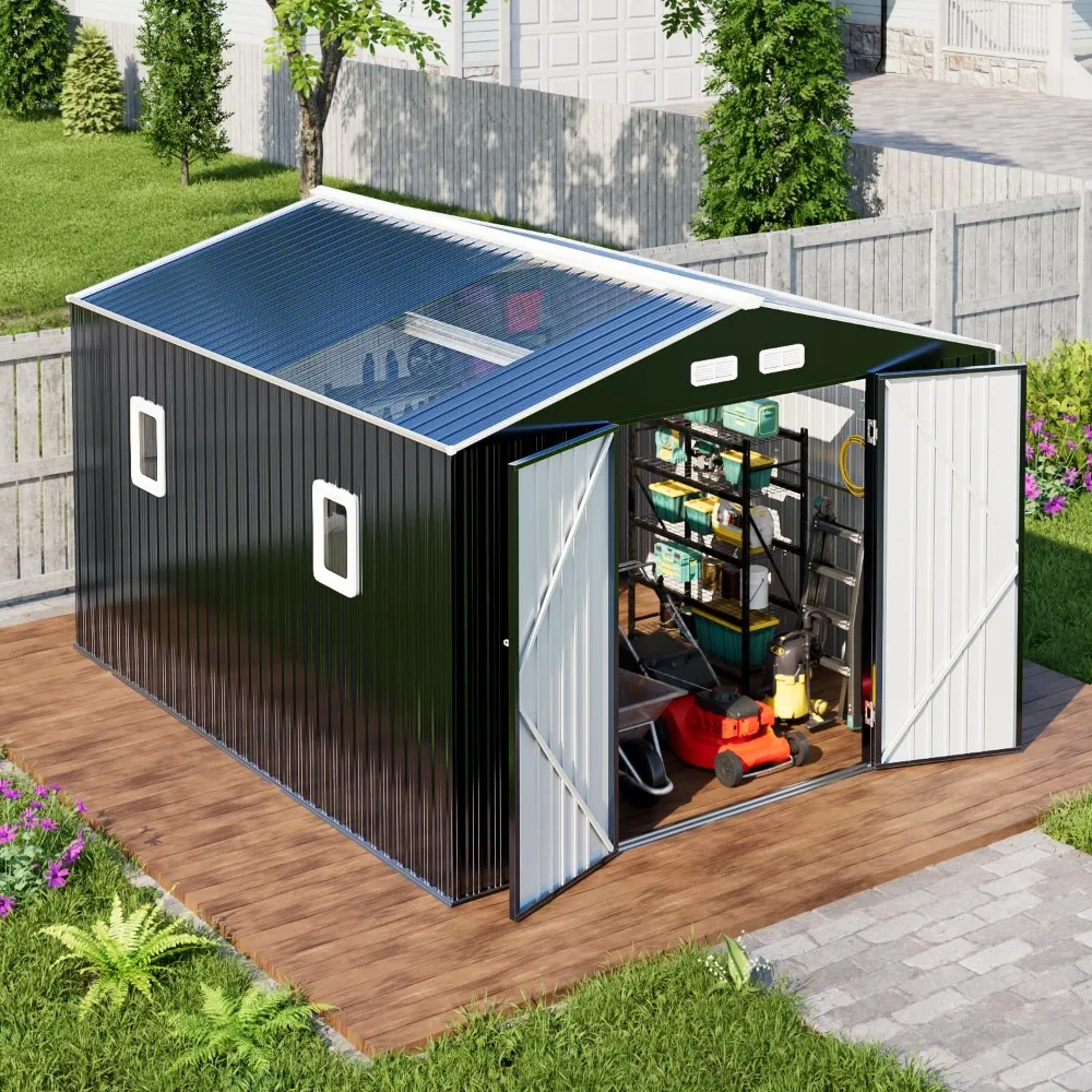 

10x12 FT Metal Shed with Base Frame Floor Kit | Heavy-Duty Military-Grade 20-Gauge Reinforced Frame with Powder, Customized