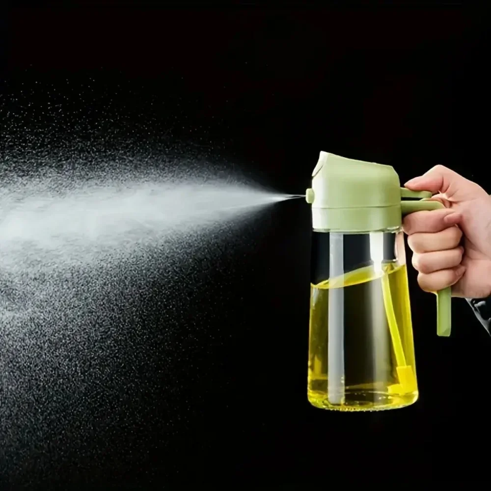 

2in1 Oil Sprayer Glass Bottle 470ml for Cooking Anti-leakage Olive Oil Storage Bottle BBQ Air Fryer Salad Steak Kitchen Supplies