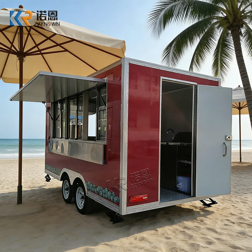 Customizable Capacity Fast Food Cooking Trailer | Square Shape Fried Chicken Pizza Tacos Burger Mobile Restaurant Kitchen
