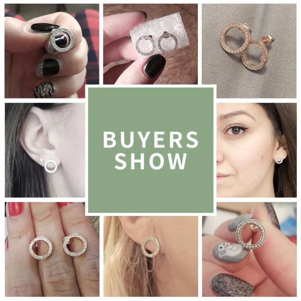 BAMOER Forever Clear CZ 925 boucles d'oreilles rondes en argent Sterling avec Bijoux CZ cadeau Oorbellen Bijoux PAS437