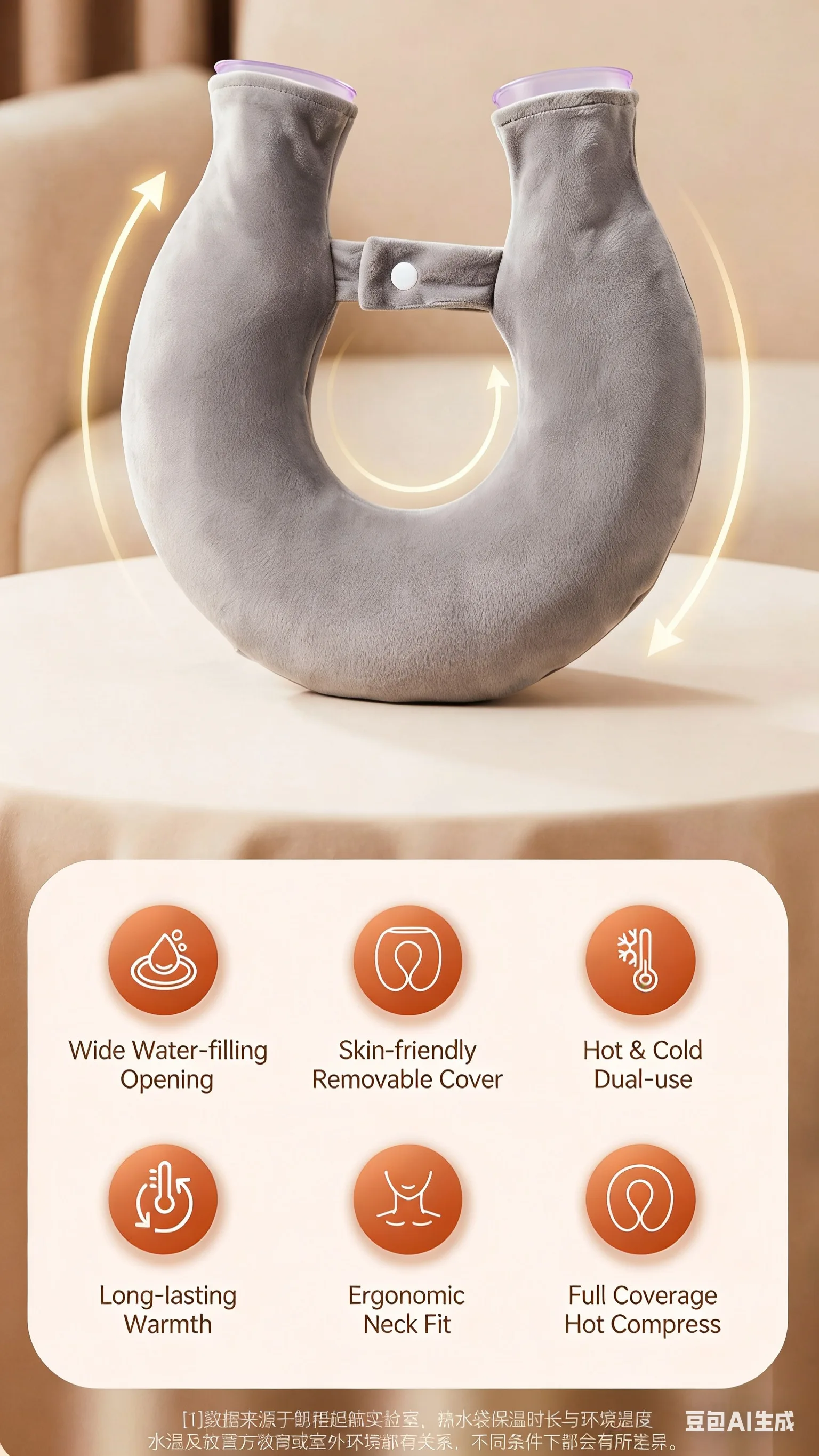 U Shaped Hot Water Bottle Thickened Explosion-proof Water Filled Neck Shoulder Hot Compress Hanging Neck Warmer