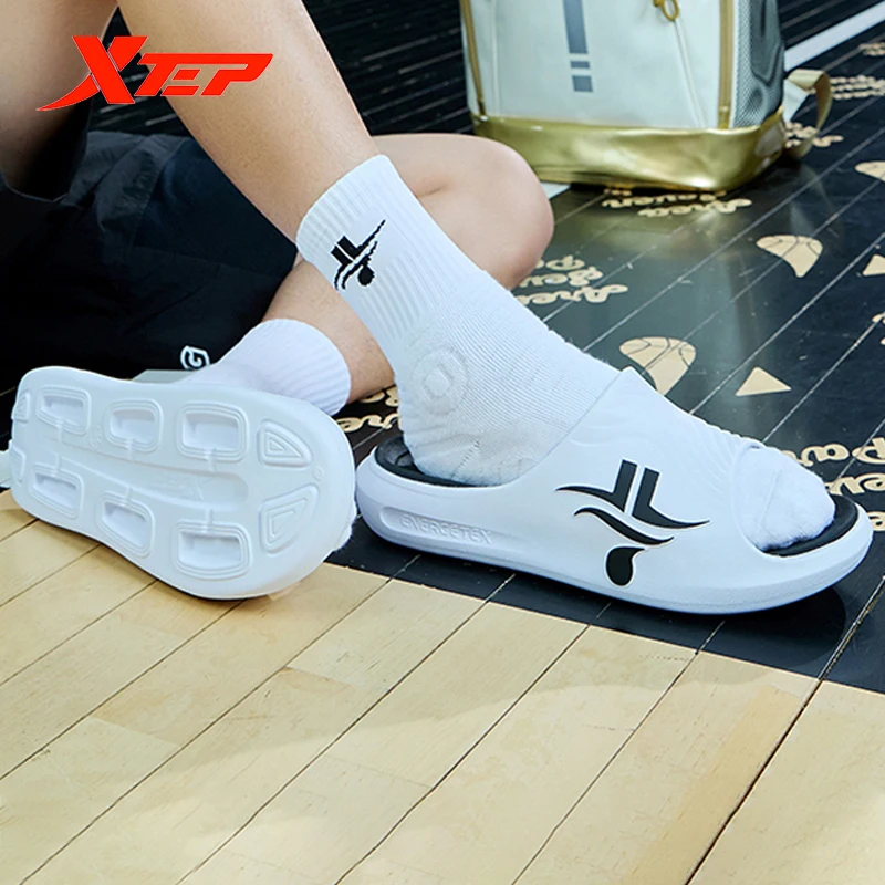 Xtep Jeremy Lin Slippers For Men Outdoor Beach Sport Sandals Indoor Anti-slip Basketball Break Soft Slippers 878219120010