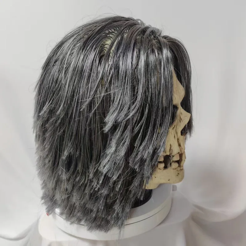 Scary Skull Mask with Hair for Men Women Halloween Creepy Realistic Skeleton Mask Dress Up Cosplay Costume Horror Party Props