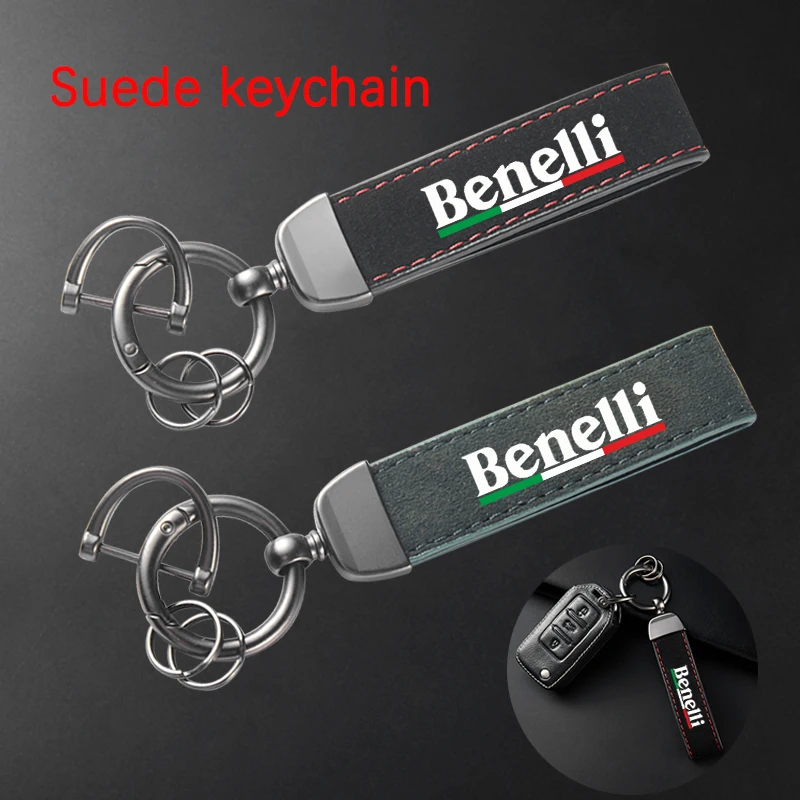 

For Benelli Leoncino 500 TRK502X TNT125 300 502C BN 125 302 Accessories High-Grade Leather Suede Keychain Motorcycle Key Ring