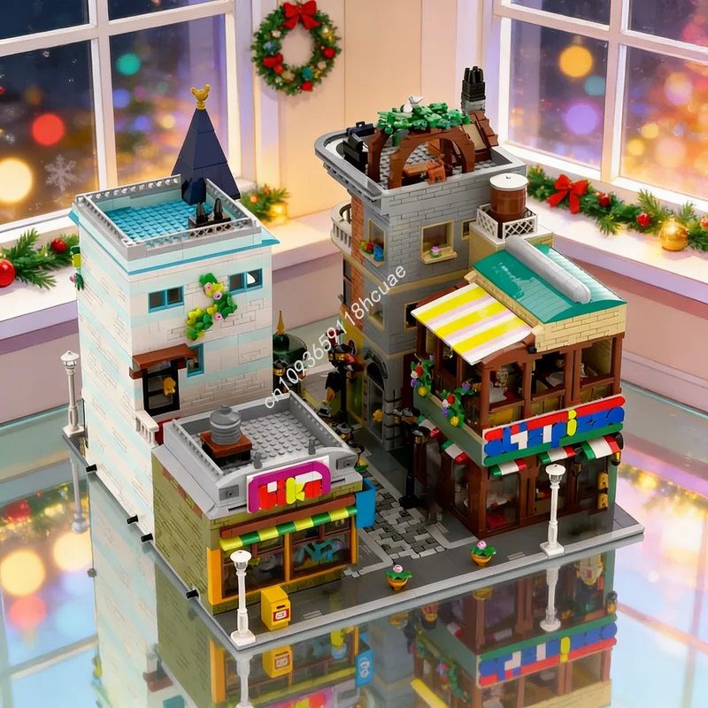 

4659 деталей MOC City: Модель торгового района «Квадрант», конструктор, архитектурная игрушка, сборная, креативный рождественский подарок, идея для самостоятельной сборки