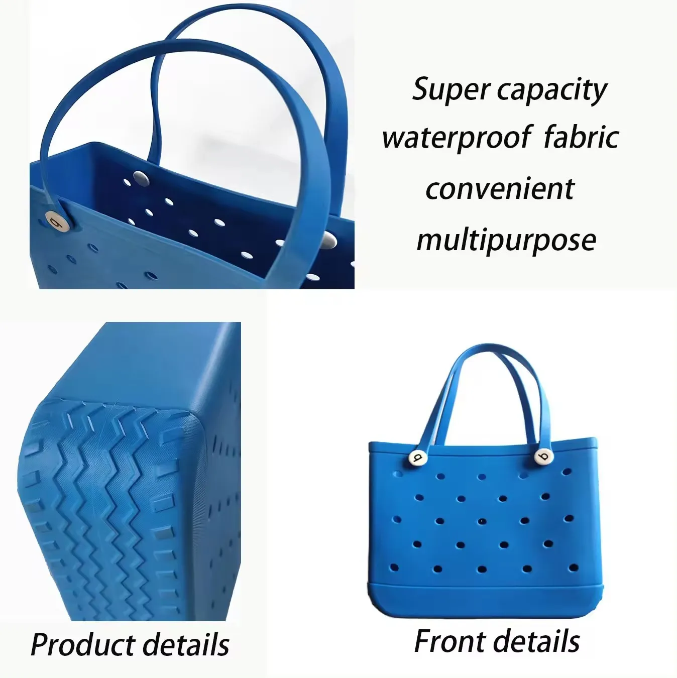 Summer EVA Beach Bogg Bag Waterproof Washable Tote Bags for Boat Pool Work School Sports Large Capacity Ladies Handbag Bogg Bags