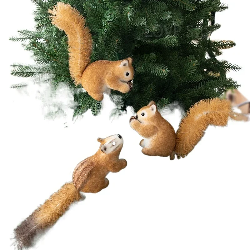 Christmas decorations simulation cute squirrel Christmas tree creative doll ornament small pendant