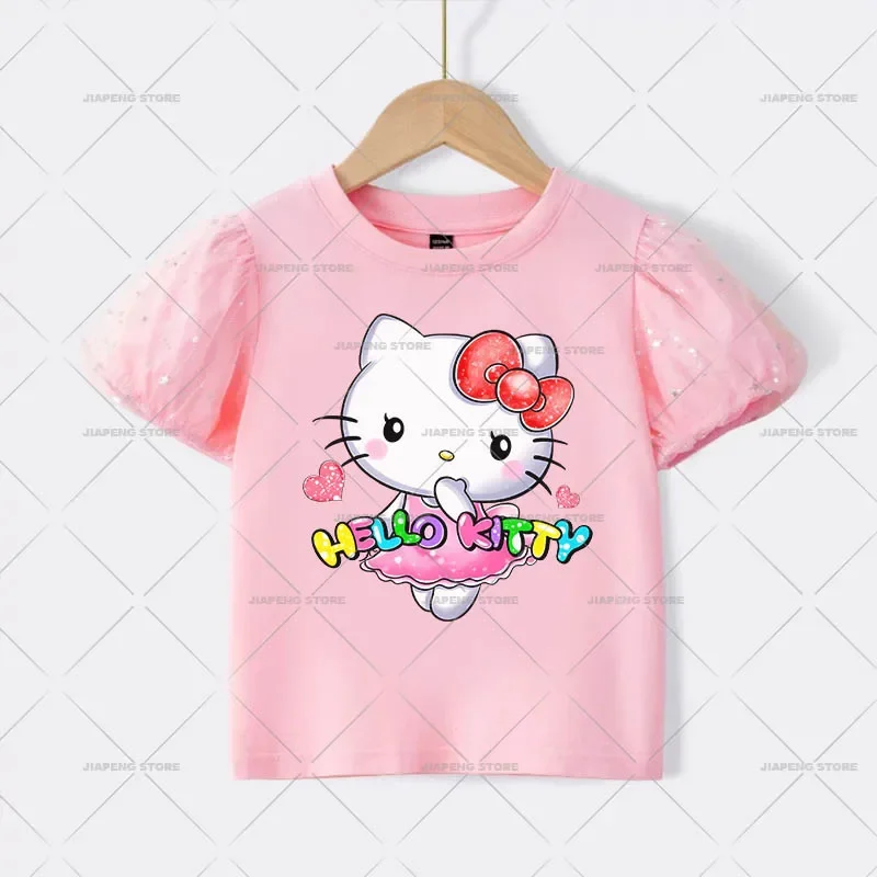 Kawaii Hello Kitty Printed Stickers Iron on Heat Transfers for Clothes Cartoon Kuromi Thermal on T-shirt  Bags Appliques Decor