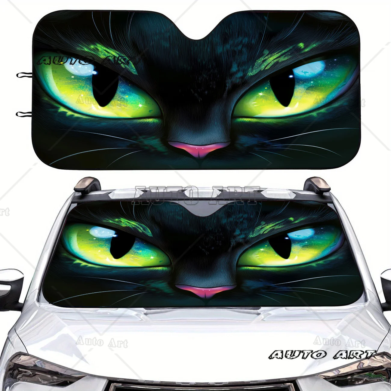 تتميز مظلة عين القطة السوداء الأنيقة على أغطية إكسسوارات حاجب أمامي للزجاج الأمامي غامضة وساحرة #2