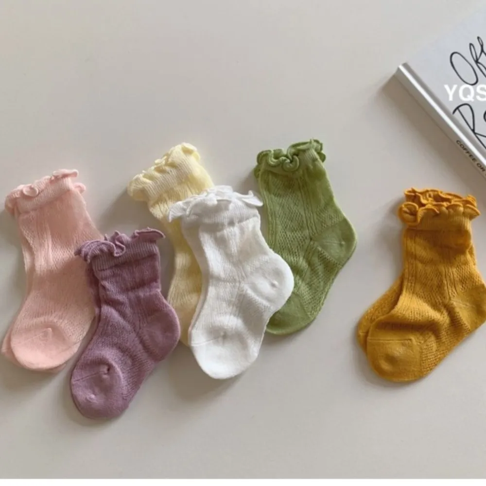 

Heap socks while breathable baby sock thin summer style cotton black fungus children baby socks