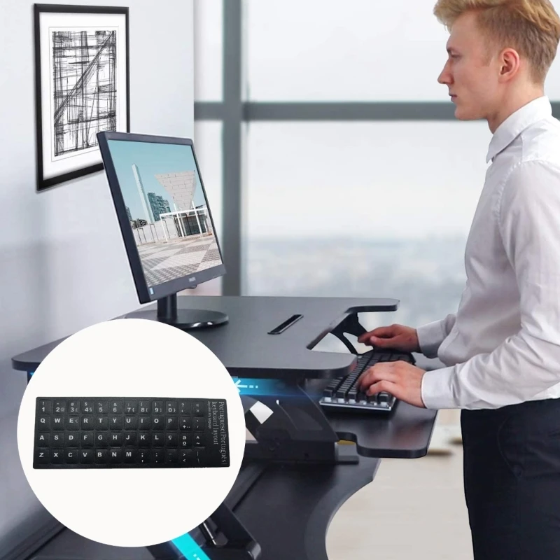 2 Miếng Dán Bàn Phím Tiếng Bồ Đào Nha Bộ Bàn Phím Da Thay Thế Nền Mờ
