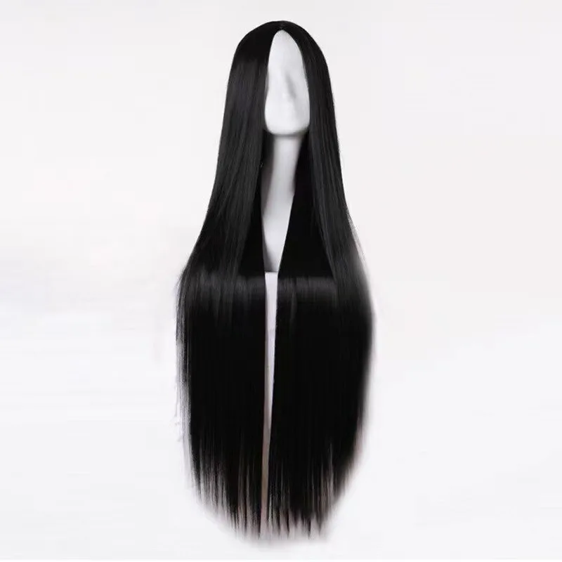 Film Cosplay Kill Qianmo Drink Parrucca piena Nero Capelli lunghi simulati Seta ad alta temperatura Parrucca europea per spettacoli teatrali di Halloween