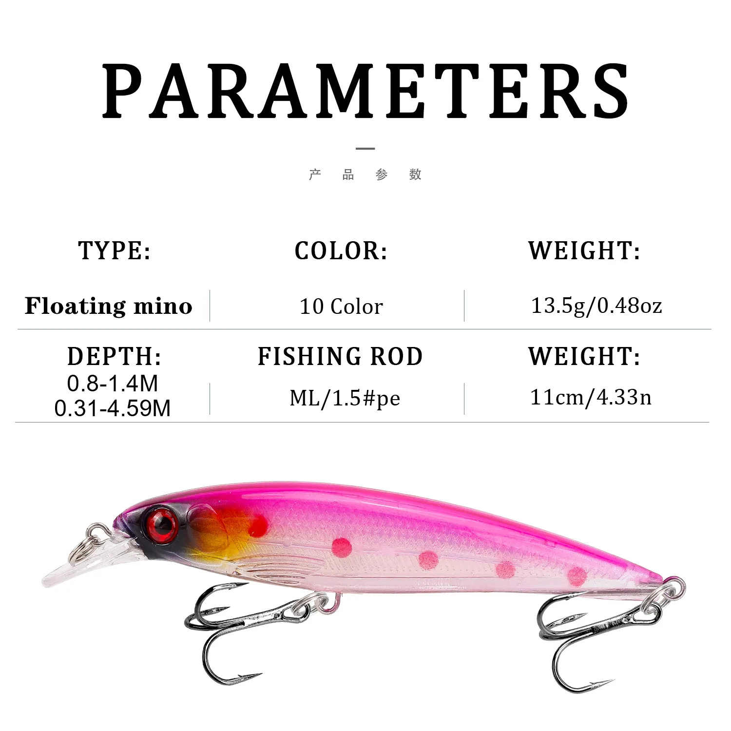 1Pc Floating Minnow Fishing Lures 11cm 13.7g Artificial Plastic Hard Bait Bass Wobblers Crankbaits Pike Fishing Tackle