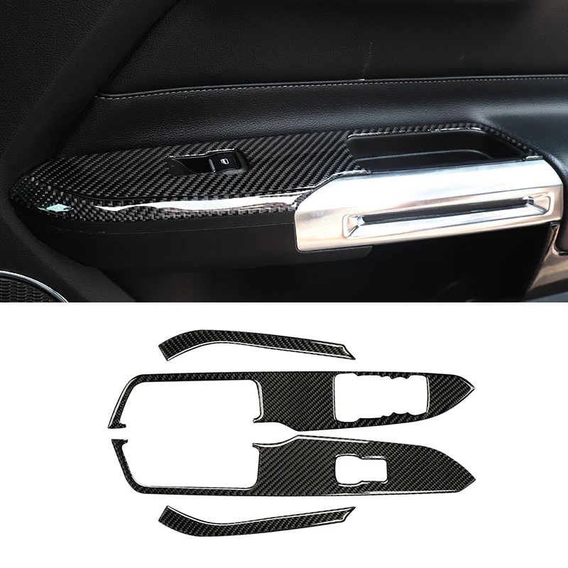 

For Ford Mustang 2015 2016 2017 2018 2019 Car Interior Decorative Accessories Lift Window Key Panel Car Carbon Fiber Black