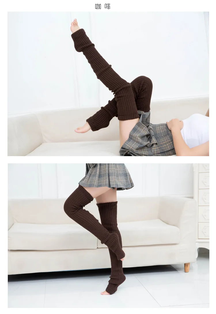 80cm Lila Herbst Und Winter Neue Yoga Socken Gleitschutz Dance Pile Wolle Strickte Weibliche Beinlinge Warme Wachen – Detail 12