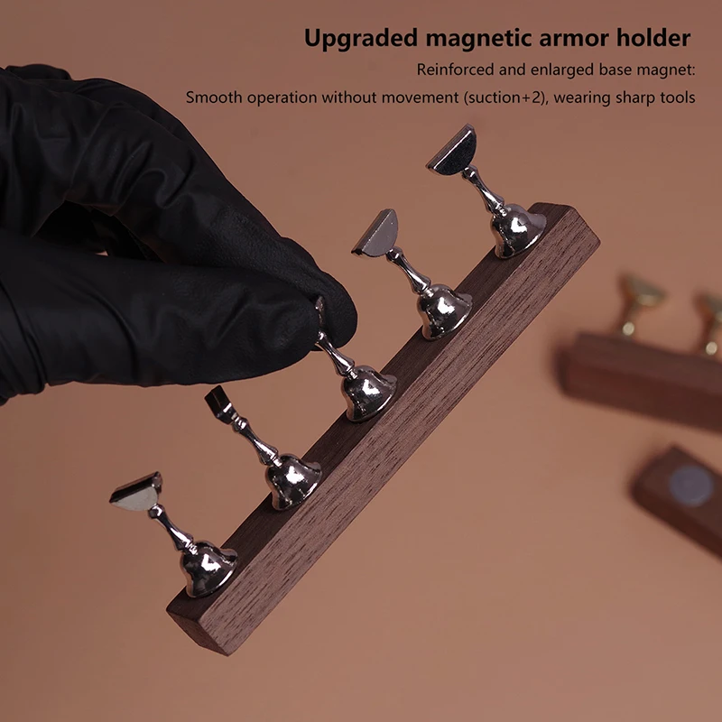 Support magnétique rétro pour ongles, présentoir de pratique, Base en noyer, étagère de présentation, outil d'art des ongles, vernis à ongles coloré pour novice