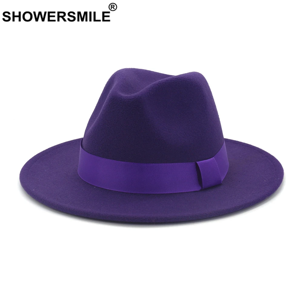 SHOWERSMILE Kisfokú Zsozsó Gyapjú Megtapint Dzsessz Fedora Core hats férfiak Nők Széleskörű Káva Széles karimájú mexikói kalap Brit stílusú Puhakalap Alaki Panamakalap kupak ruhát Kalap