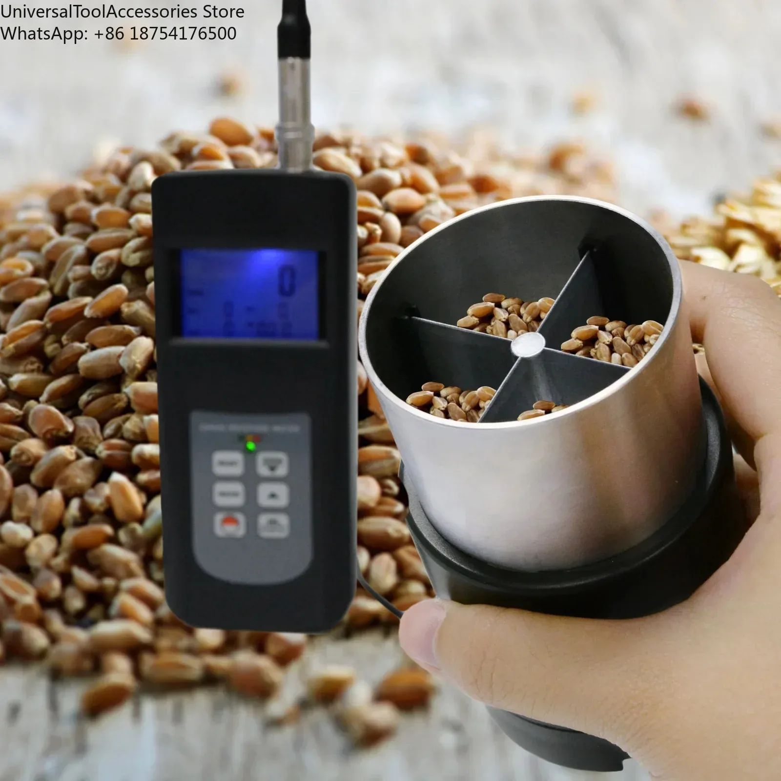 Handheld Digital Grain Moisture Meter with Color Coded LED Light for 36 Species Coffee Soya Bean Wheat Humidity Tester