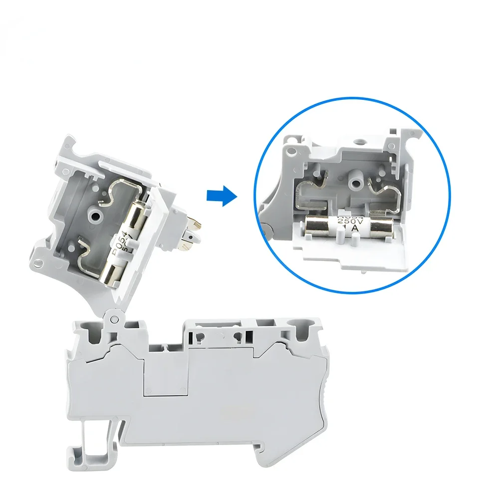 10Pcs ST 4-HESI 5X20 Fuse Terminal Block With Disconnect Lever Spring Connection Fuse Holder NS 35 DIN Rail Connector ST4-HESI