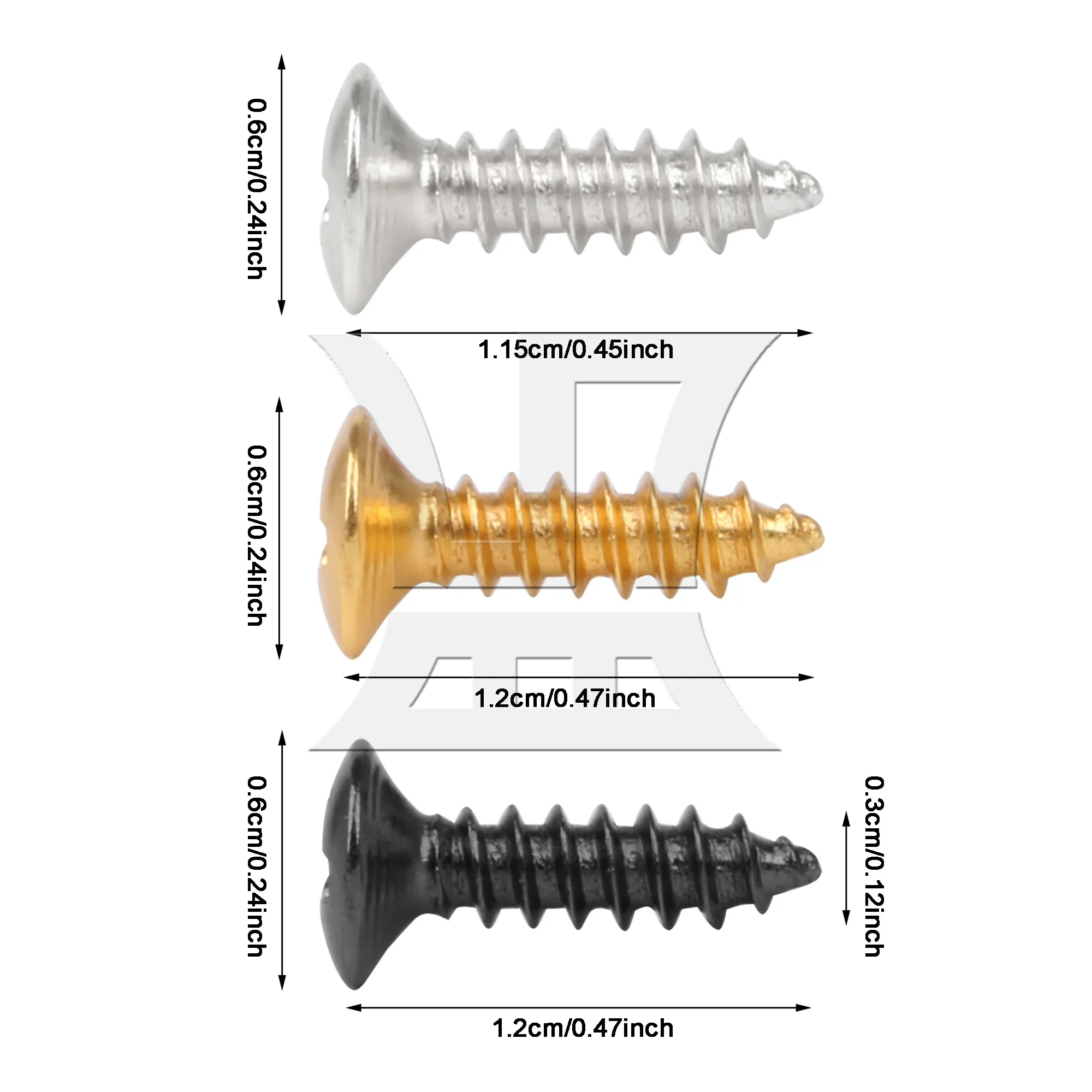 

300 штук хромированных черно-золотых винтов для крепления пикгарда для гитары и бас-гитары, резьба 3 мм