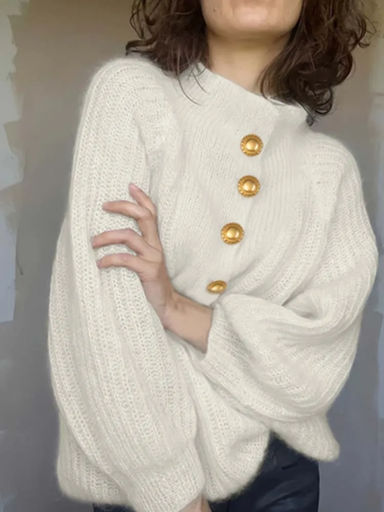Damen-Pullover mit lässigem Revers und langen Ärmeln, locker, lässig, elegant und modisch, Joker-Damenpullover