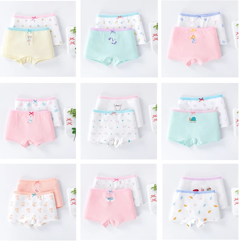 2Pcs/lot Kids Baby Panties Girls Safety Underpants Child Cotton Cartoon Printed Beach Short Children's Boxer Briefs 3-11Y