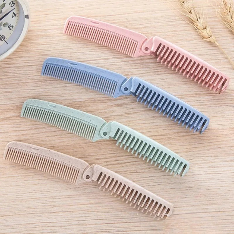 Wheat Straw Portable Folding Travel Comb Straight Curly Hair Beauty Comb Plastic Comb Hair Accessories