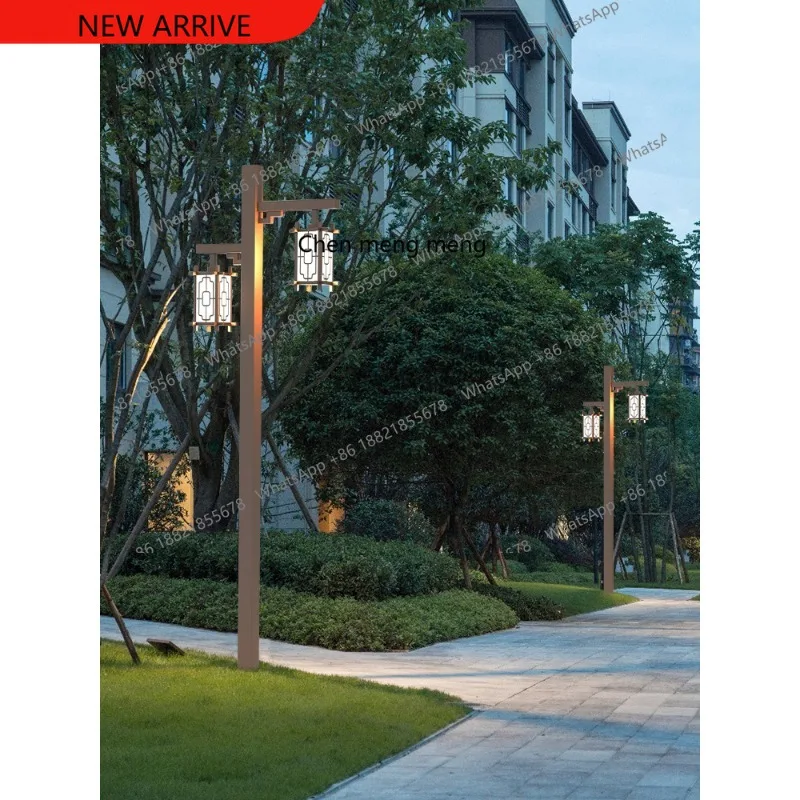 

Уличный двухголовочный светильник для двора, уличный китайский ландшафтный солнечный светильник на высокой опоре, декоративный светильник для гостиниц и живописных мест