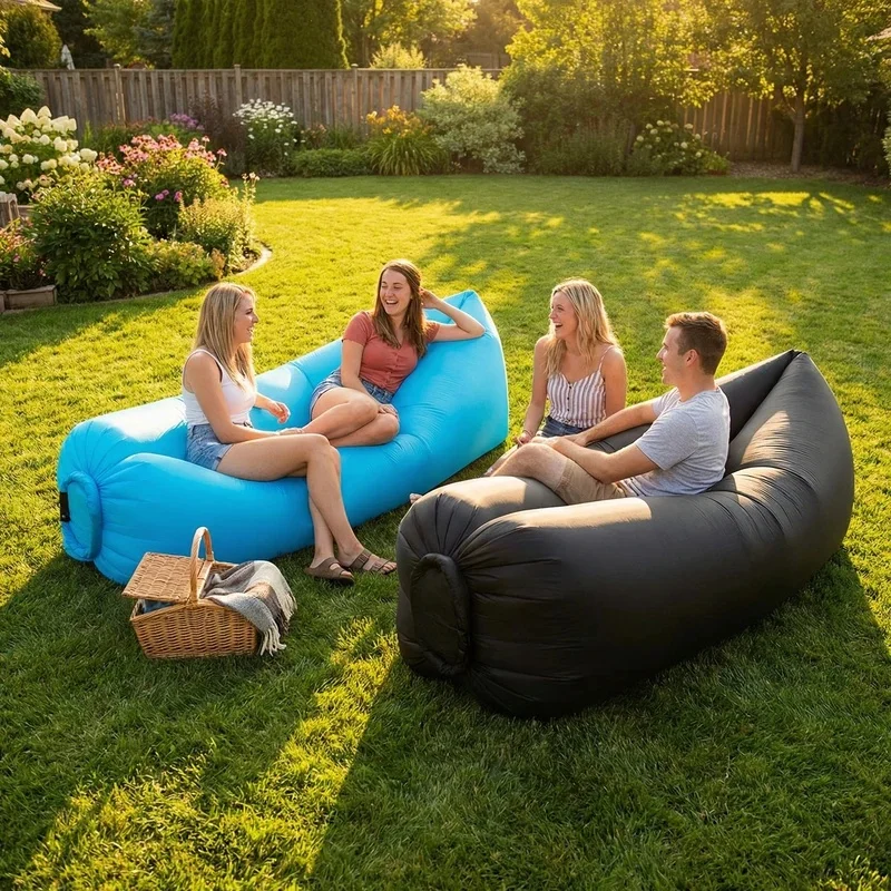 Portable Inflatable Sofa Lounger Lightweight Waterproof Air Couch Fast Inflation Foldable Seat for Beach Pool Camping Travel view 2