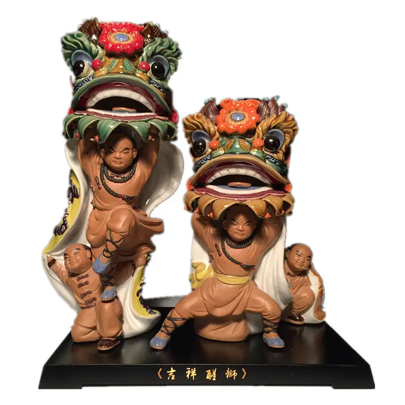 For Shiwan doll ceramic lion dance ornament creative crafts