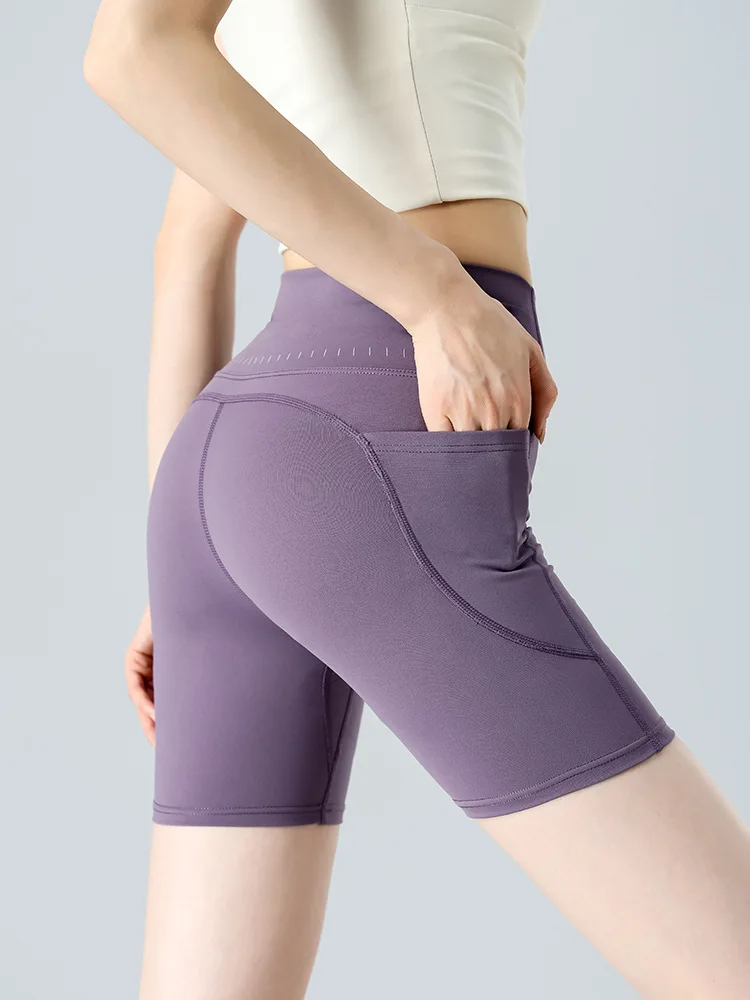 

Women 5 Points Yoga Shorts High Waist Butt Lifting Sports Shorts Quick Dry Tight Fitness Shorts For Running Workout Training