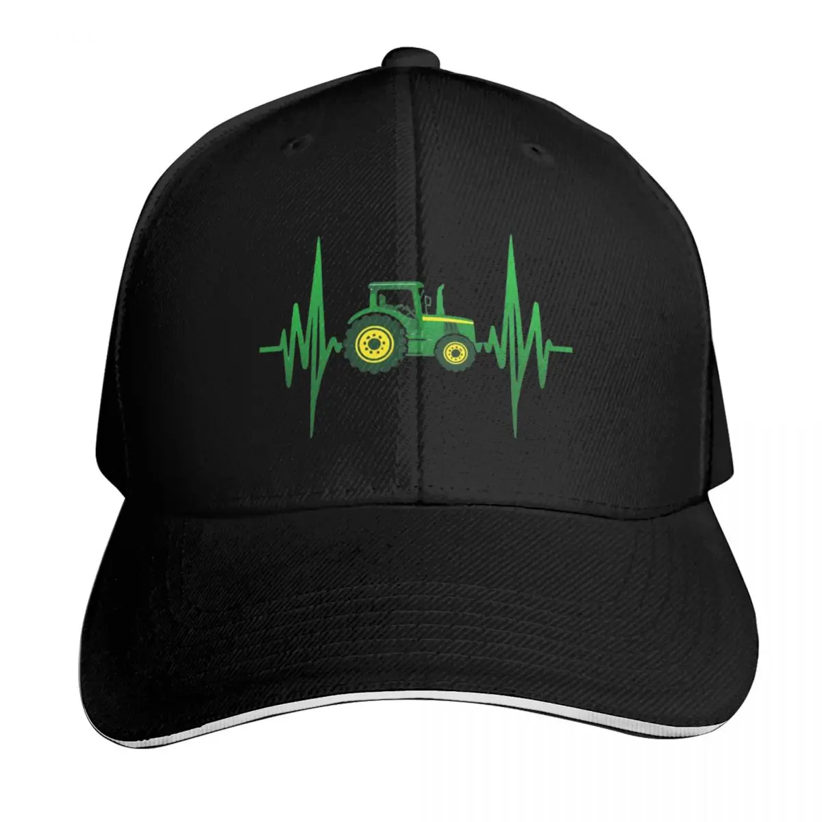 Heartbeat Tractor Green Design for Farming Enthusiasts Baseball Cap Men Women Casual Summer Sport Sun Cap