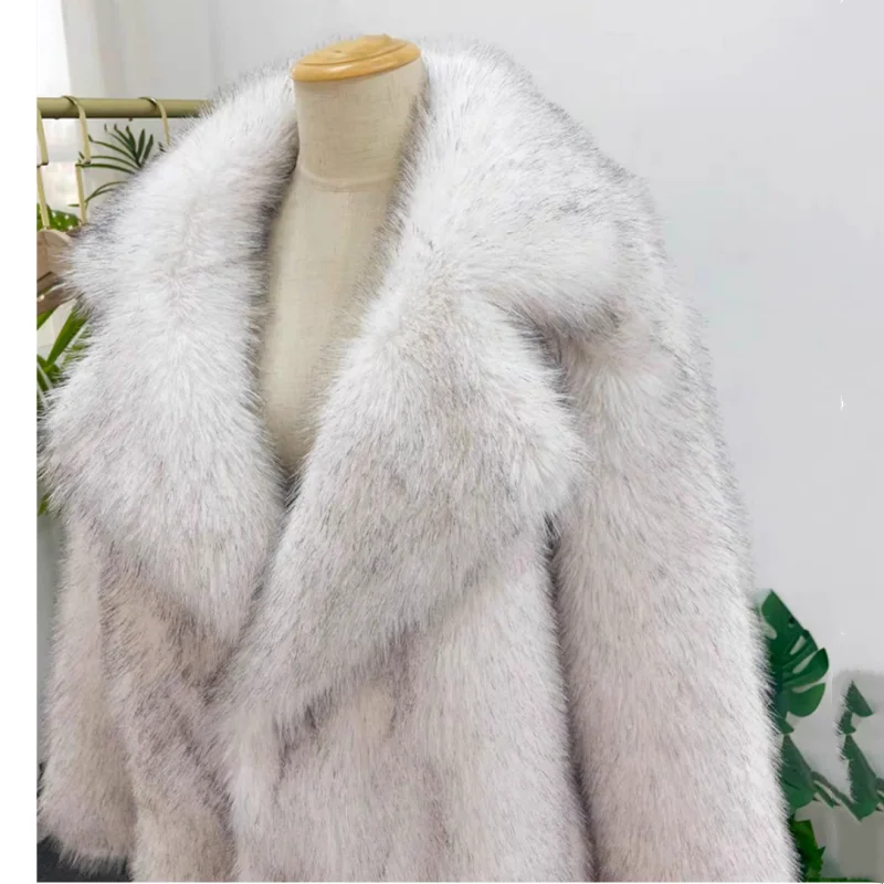 2024 Winter Hot Fashion Girls Oversized Faux Fur Coat  Woman Winter Clothing Thick Warm Outerwear Fluffy Faux Fox Fur Jacket