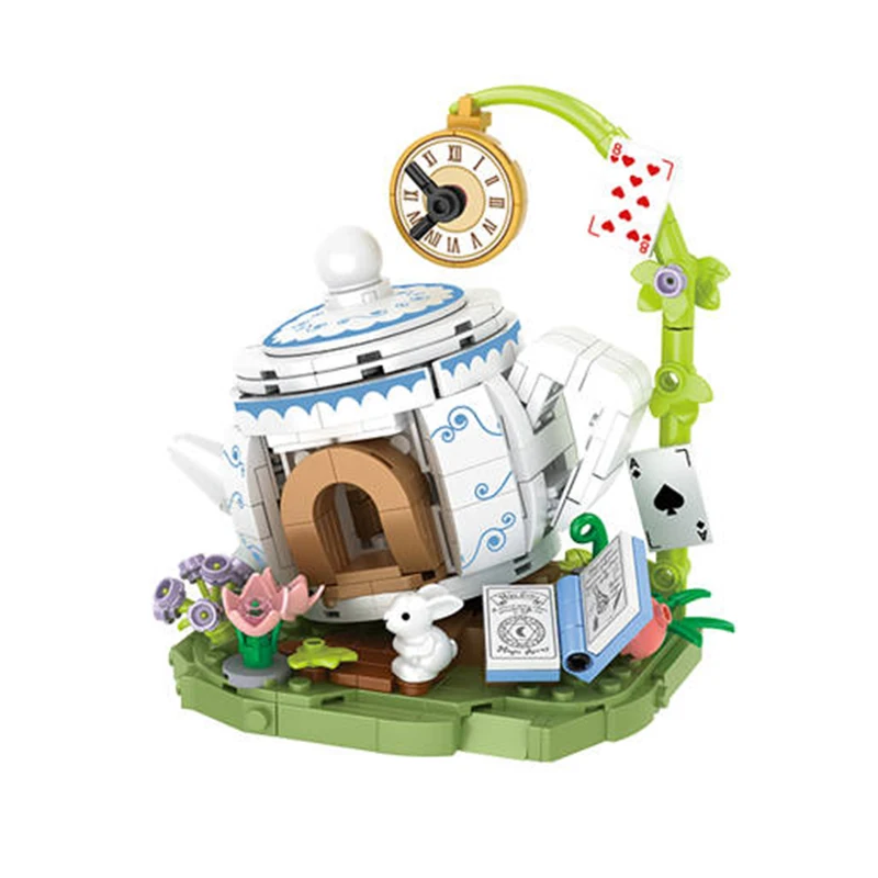 Teapot Cottage Bricks MOC D012-2 Outdoor Creative Scene Model Building Blocks House Gift Ideas Toy Collection Kids Girls Boys