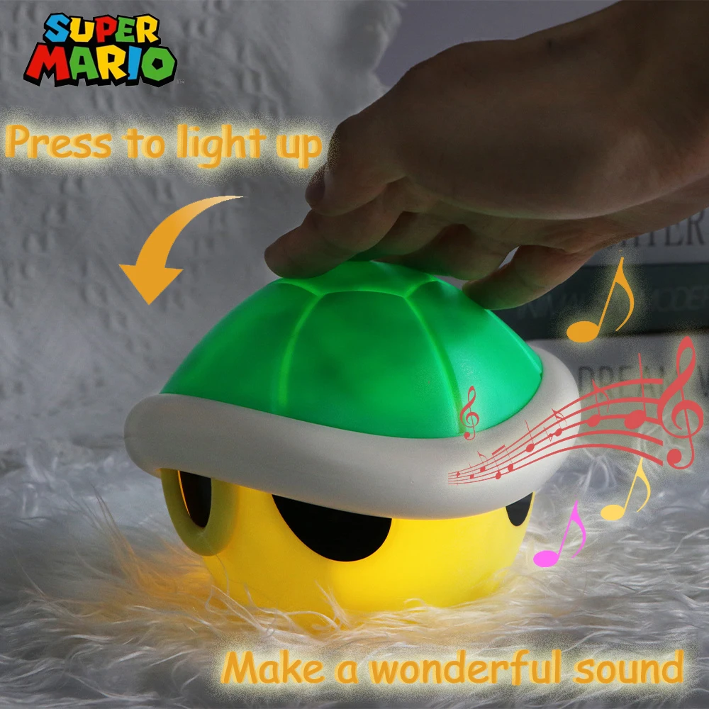 Super Mario Bros LED Night Lamp Sound Boo Koopa Troopa Star Question Mark Mushroom Figures Toy Table Lamp Around Animation Gifts