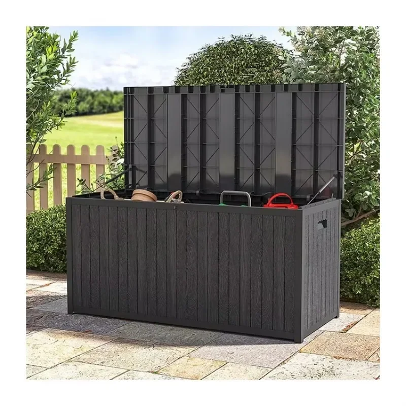 Outdoor Storage Box 430L Weather Resistant Plastic Garden Storage Deck Box with Lockable