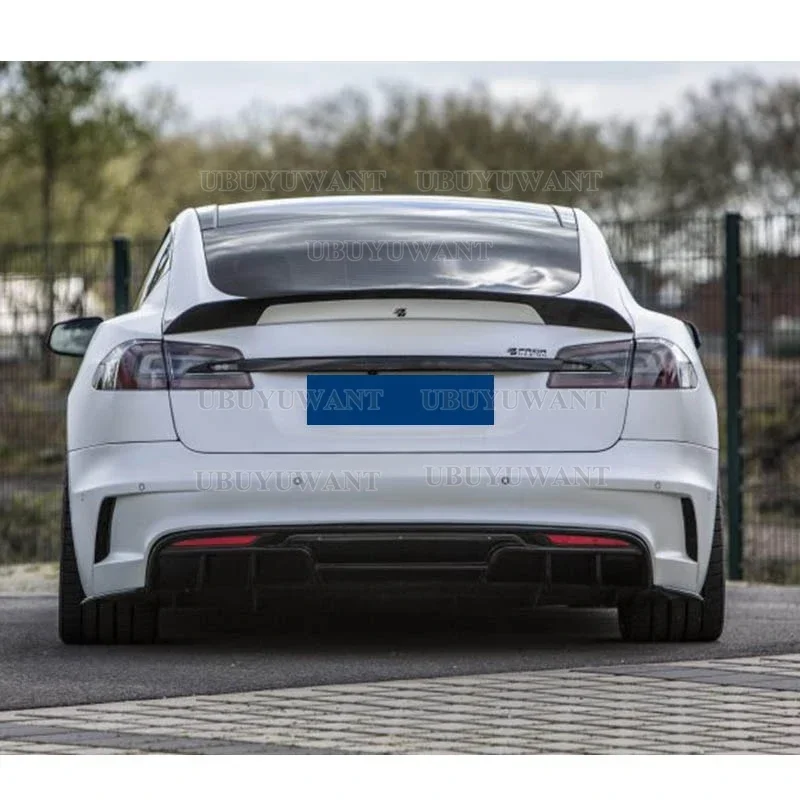 

For Tesla Model S 2014-2019 High Quality Carbon Fiber Rear Roof Spoiler Wing Trunk Lip Boot Cover Car Styling