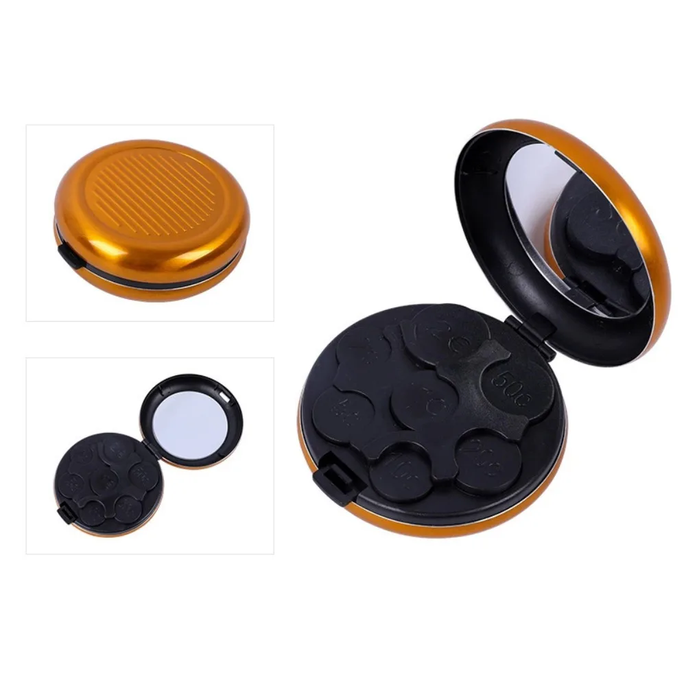Portable Round Shape Coin Storage Box Aluminum Plastic Coin Organizer Coin Holder Wallet Pocket Carry