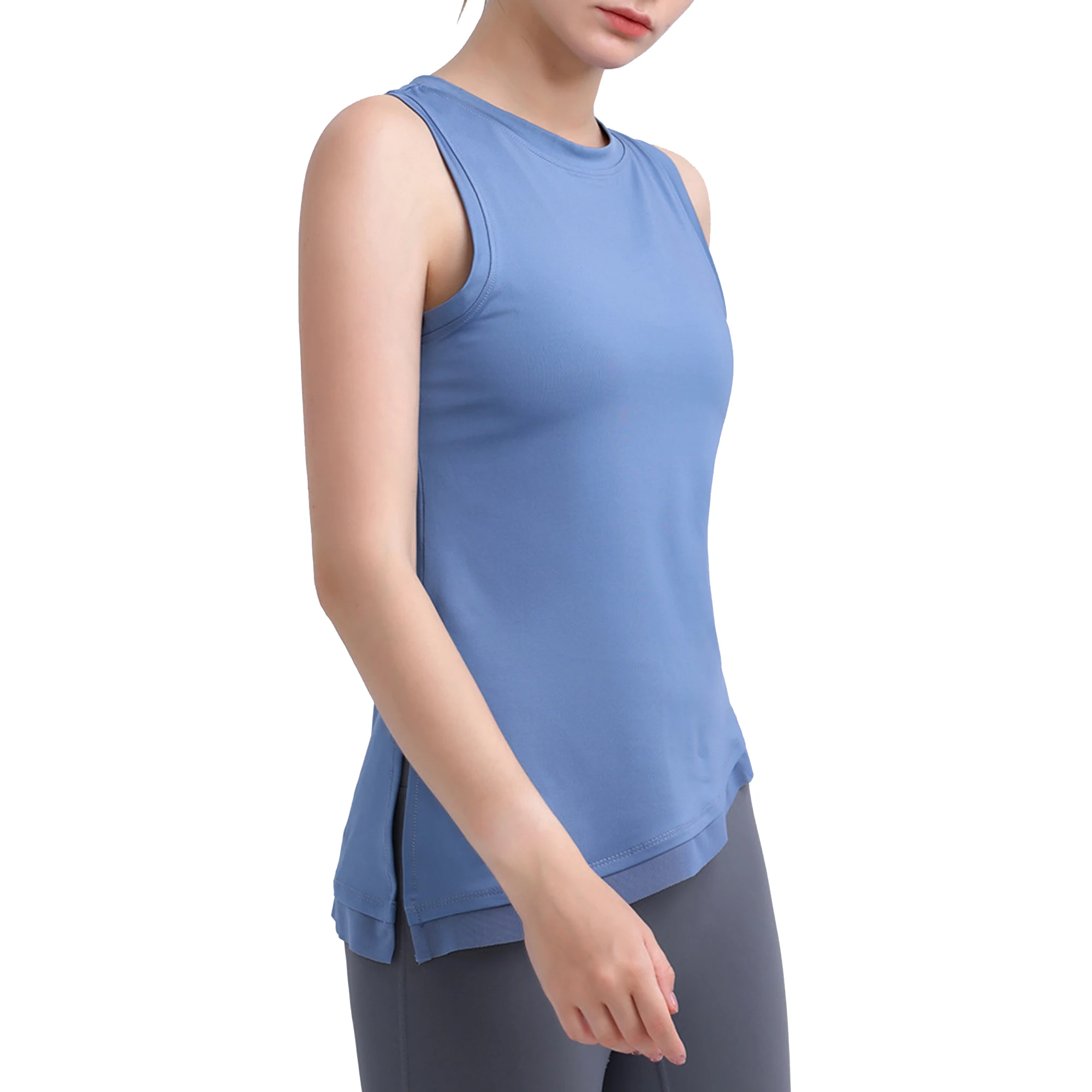 Women Sport Vest Loose Yoga Shirt Running Fitness Sleeveless T-shirt Quick Dry Tank Tops Gym Workout Tee Asymmetric Blouse