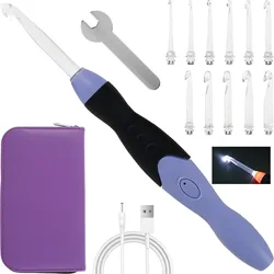 11 Size Crochet Hooks with LED Light, 2.5-8mm Crochet Hooks Set with Storage Bag Crochet Tool Hooks DIY Crochet for Beginners