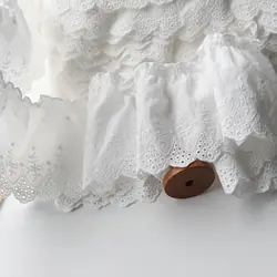 1 Meter White Cotton Embroidered Ruffled Lace Trim Children's Clothes Cloth Art Skirt Decoration Materials